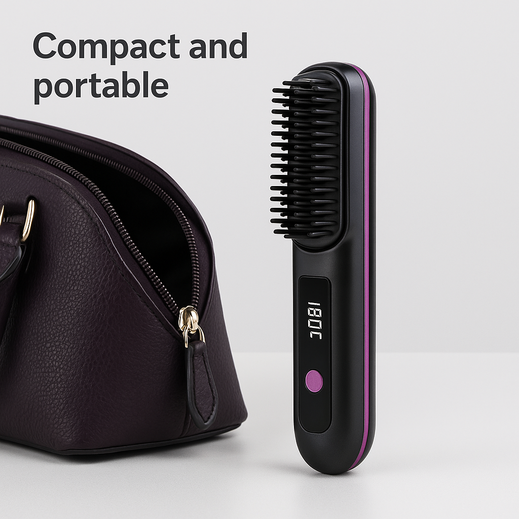 Peigne Chauffant USB Portable – Lissage Rapide & Design Moderne